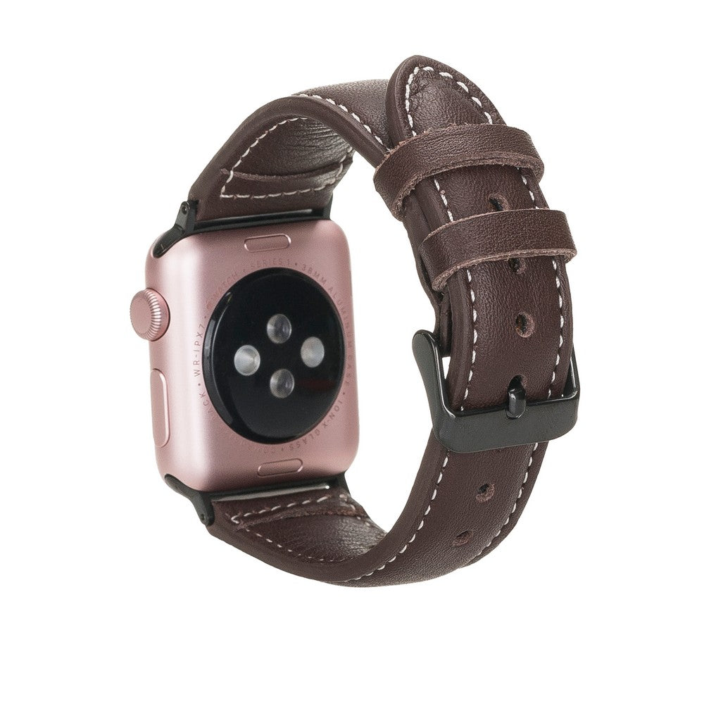 Apple Watch Uyumlu Deri Kordon, Spor Model, Acı Kahve