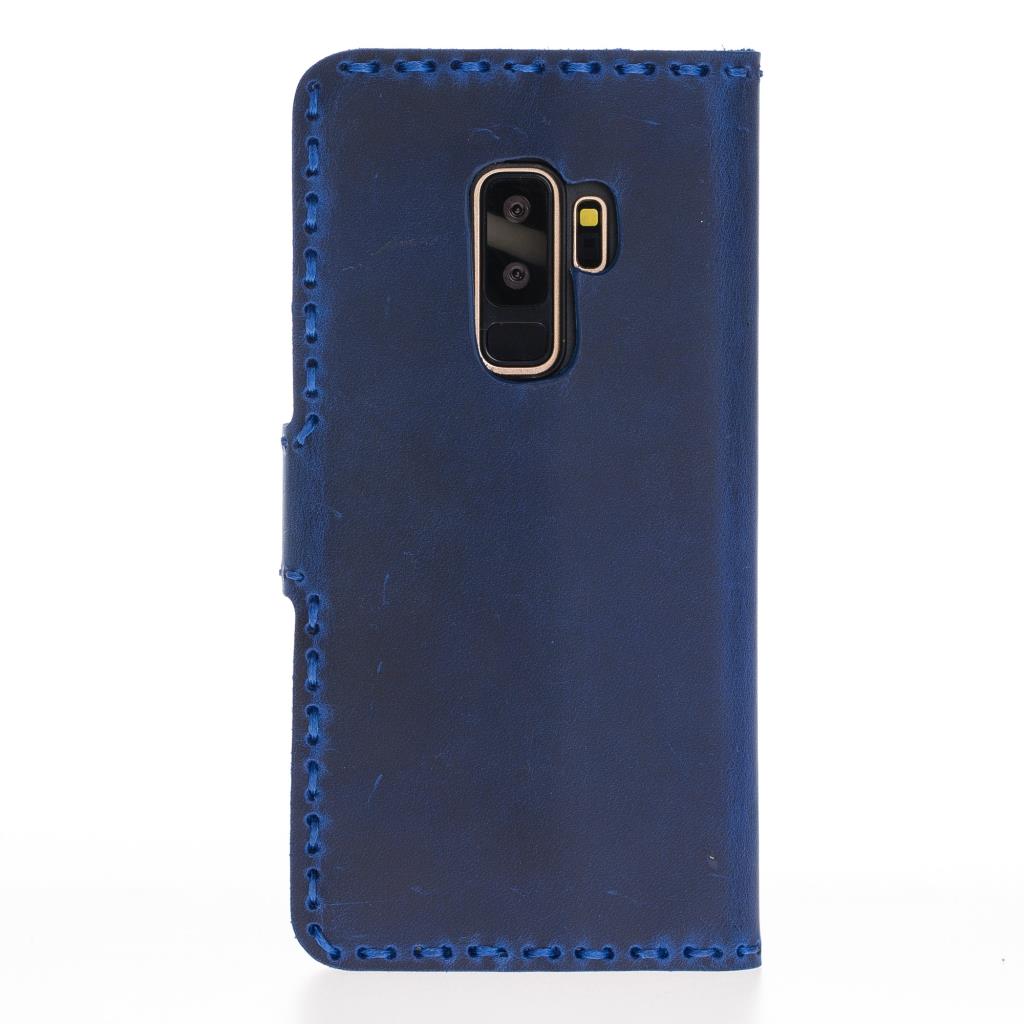 Samsung Galaxy S9 Plus Uyumlu Deri Cüzdanlı Kılıf Mavi