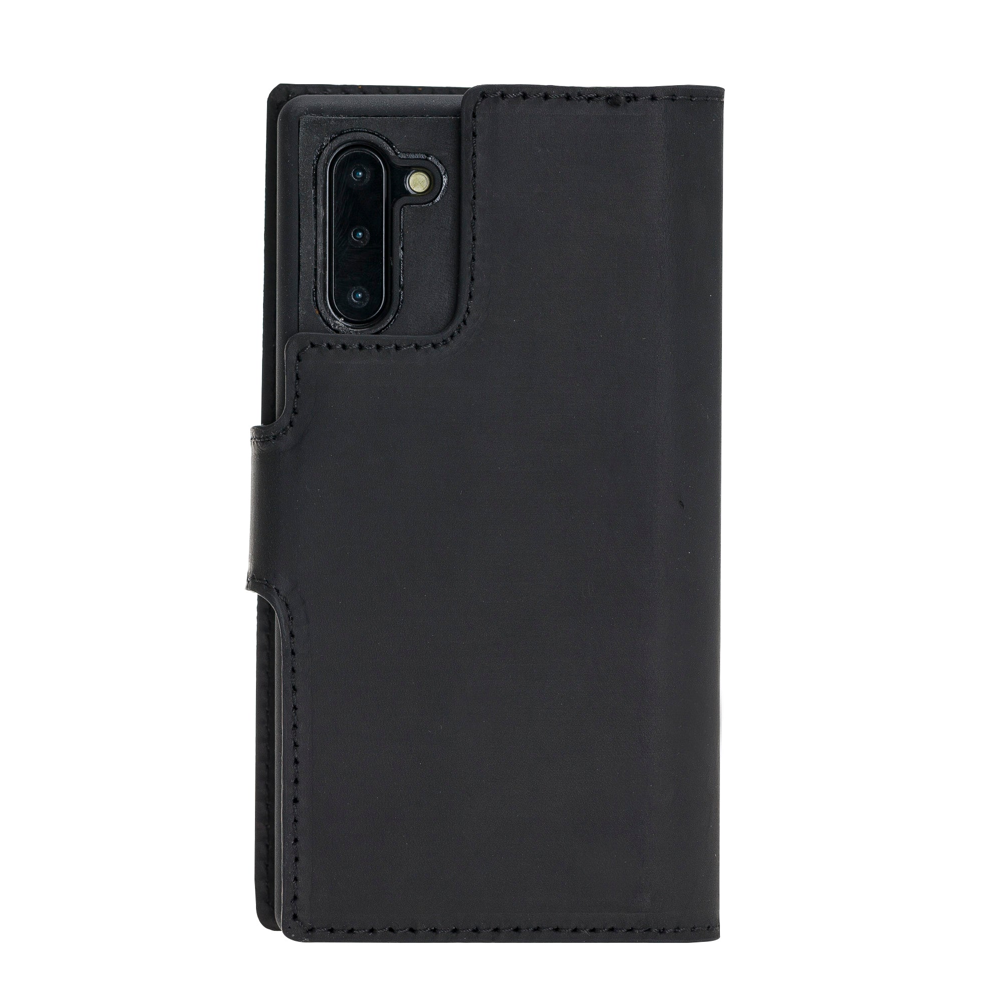Samsung Galaxy Note 10 Uyumlu Deri Cüzdanlı Kılıf Liluri Siyah
