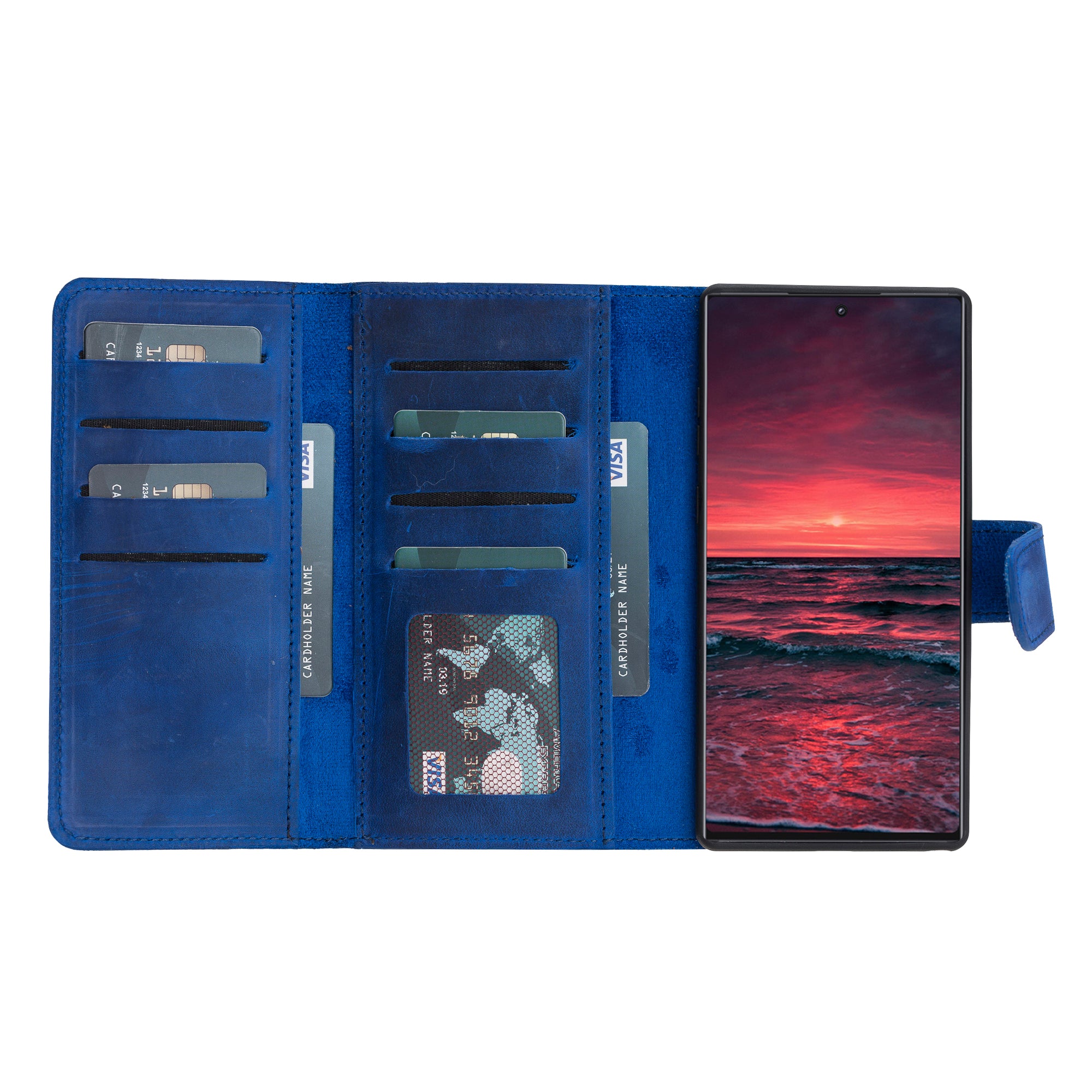 Samsung Galaxy Note 10 Plus Uyumlu Deri Cüzdanlı Kılıf Santa Mav