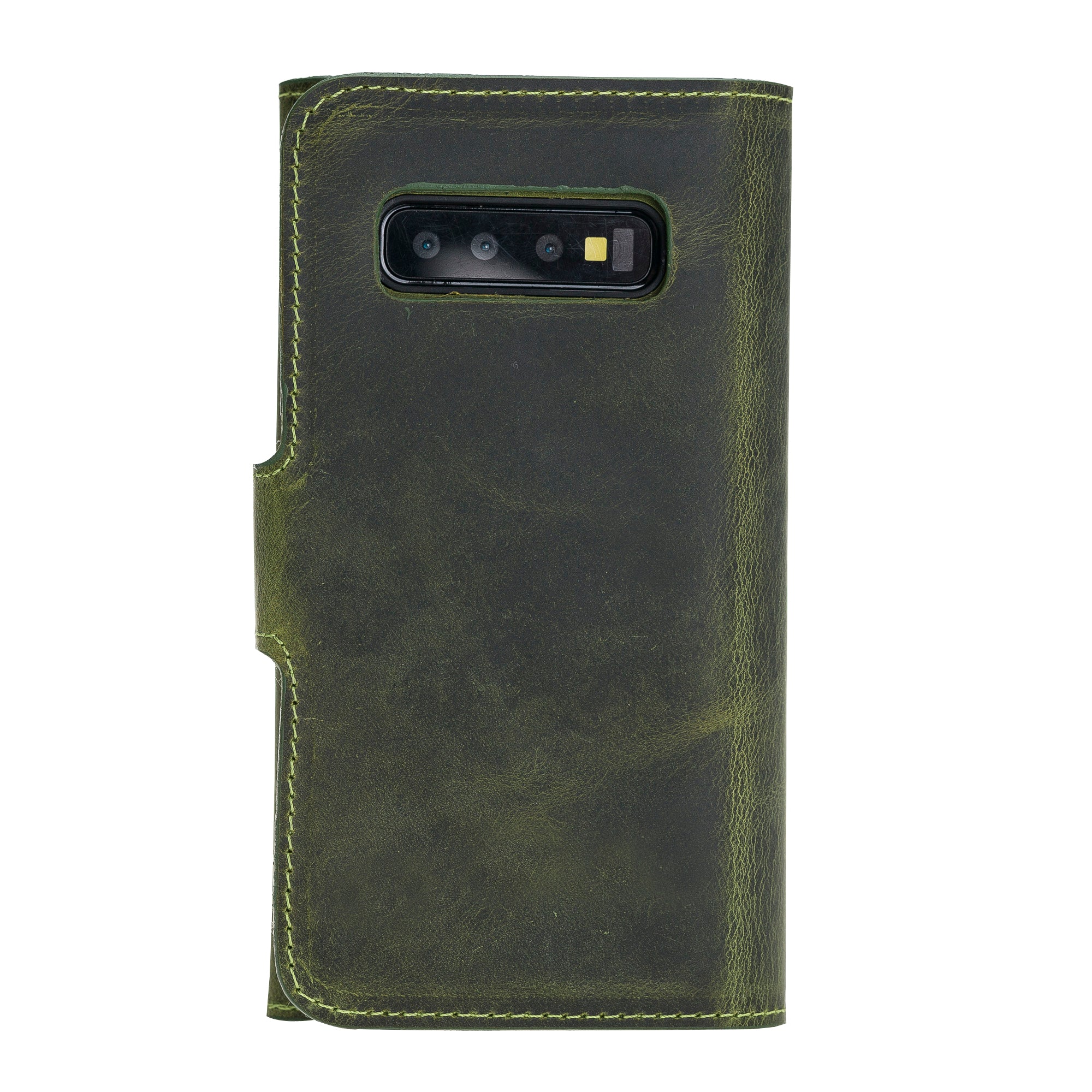 Samsung Galaxy S10 Uyumlu Deri Cüzdanlı Kılıf Santa Yeşil