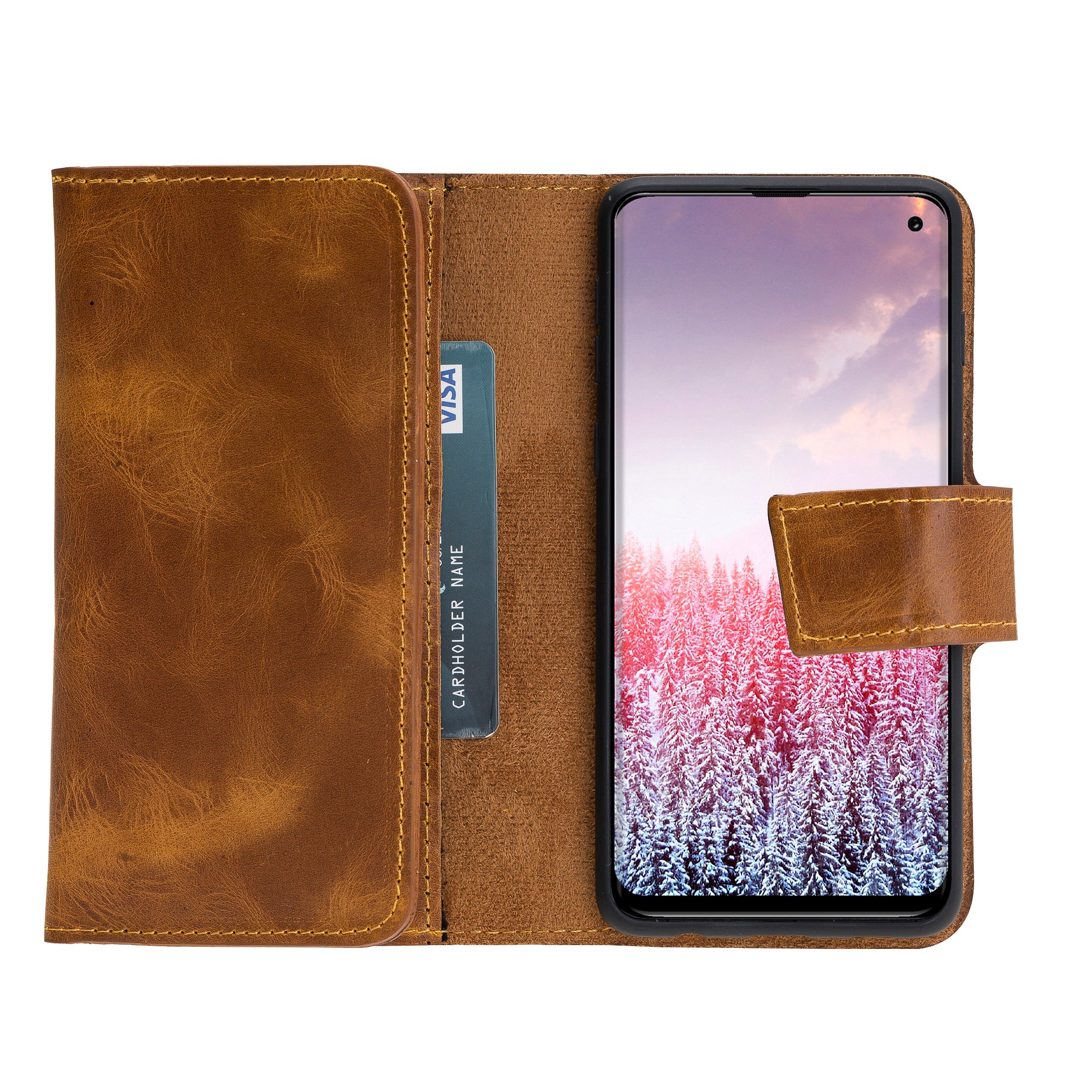Samsung Galaxy S10 Plus Uyumlu Deri Cüzdanlı Kılıf Santa Taba