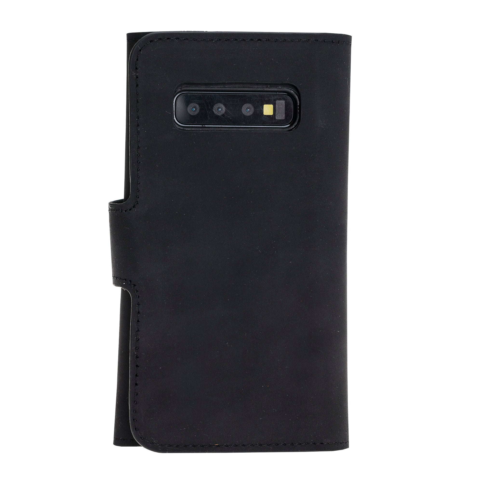 Samsung Galaxy S10 Plus Uyumlu Deri Cüzdanlı Kılıf Santa Siyah