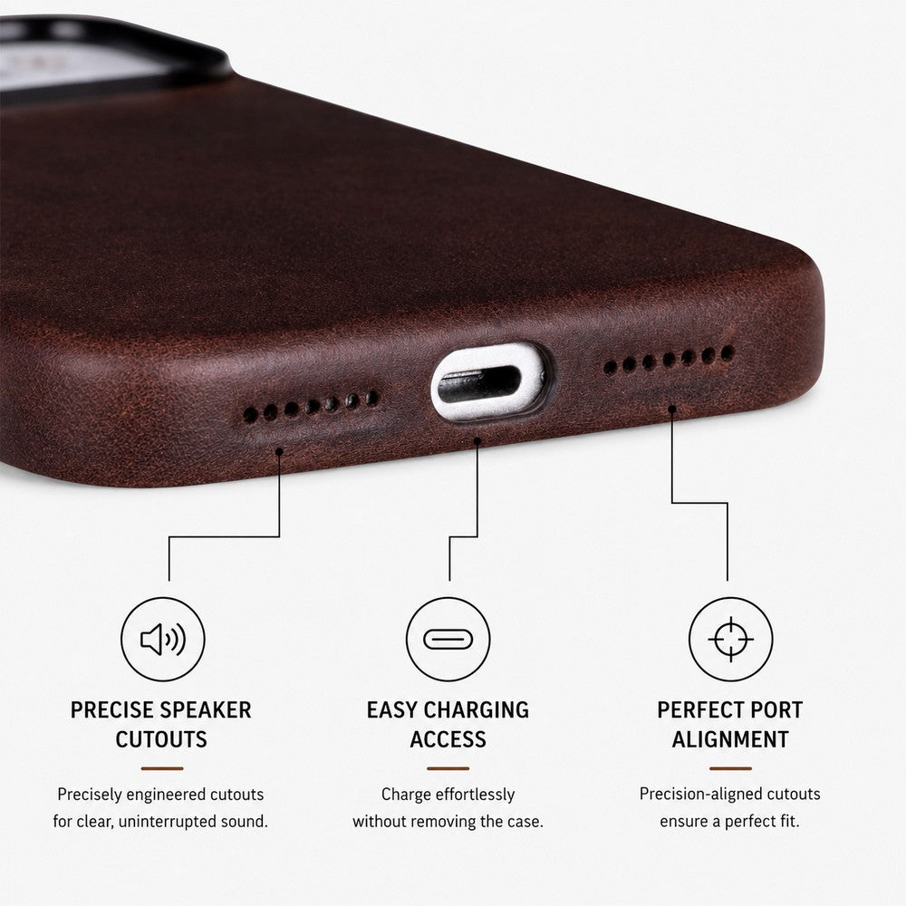 Prestige iPhone 17 Pro Full Grain Hakiki Deri Kılıf, MagSafe Uyumlu, Premium Koruma, El Yapımı