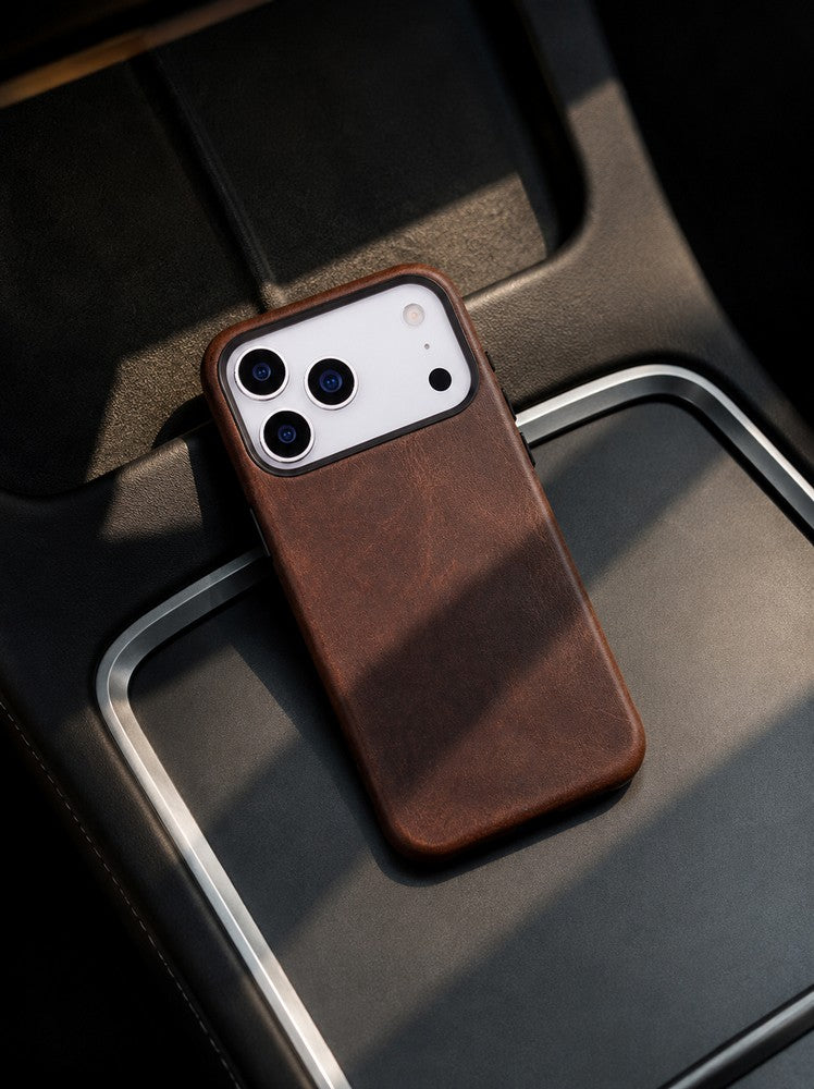 Prestige iPhone 17 Pro Max Full Grain Hakiki Deri Kılıf, MagSafe Uyumlu, Premium Koruma, El Yapımı
