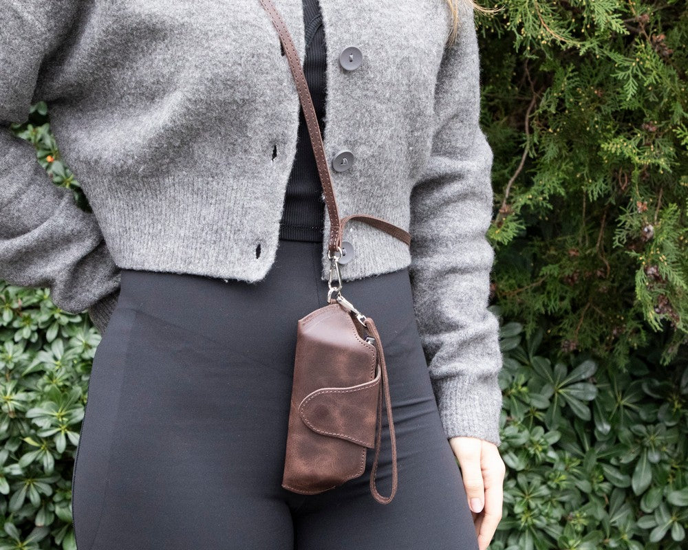 Riviera Hakiki Deri, El Yapımı, Askılı Gözlük Kılıfı, Kahverengi