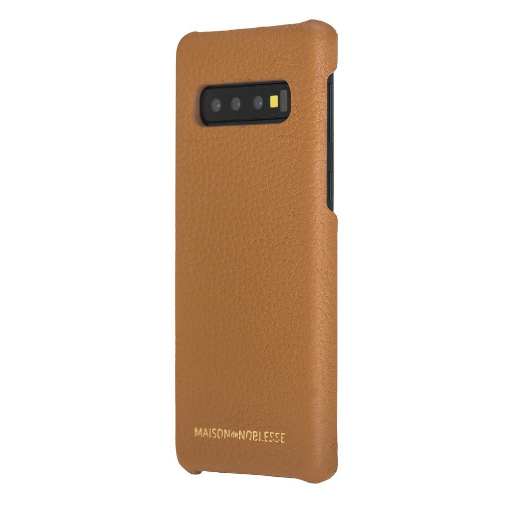 Samsung Galaxy S10 Plus Uyumlu Deri Arka Kapak MN-UJ ERC7 Taba