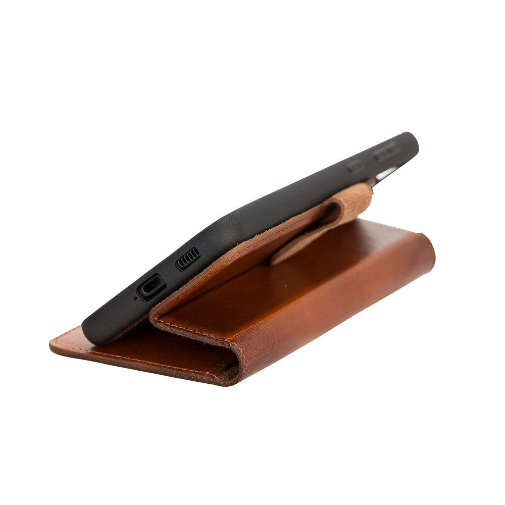 Samsung Galaxy S21 Plus uyumlu, Hakiki Deri, El Yapımı, Cüzdanlı Kılıf, Rustik Taba