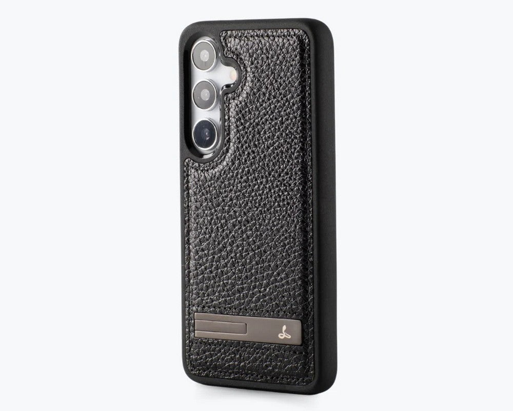 Samsung Galaxy S24 Plus Uyumlu, Hakiki Deri, El Yapımı Standlı Kılıf