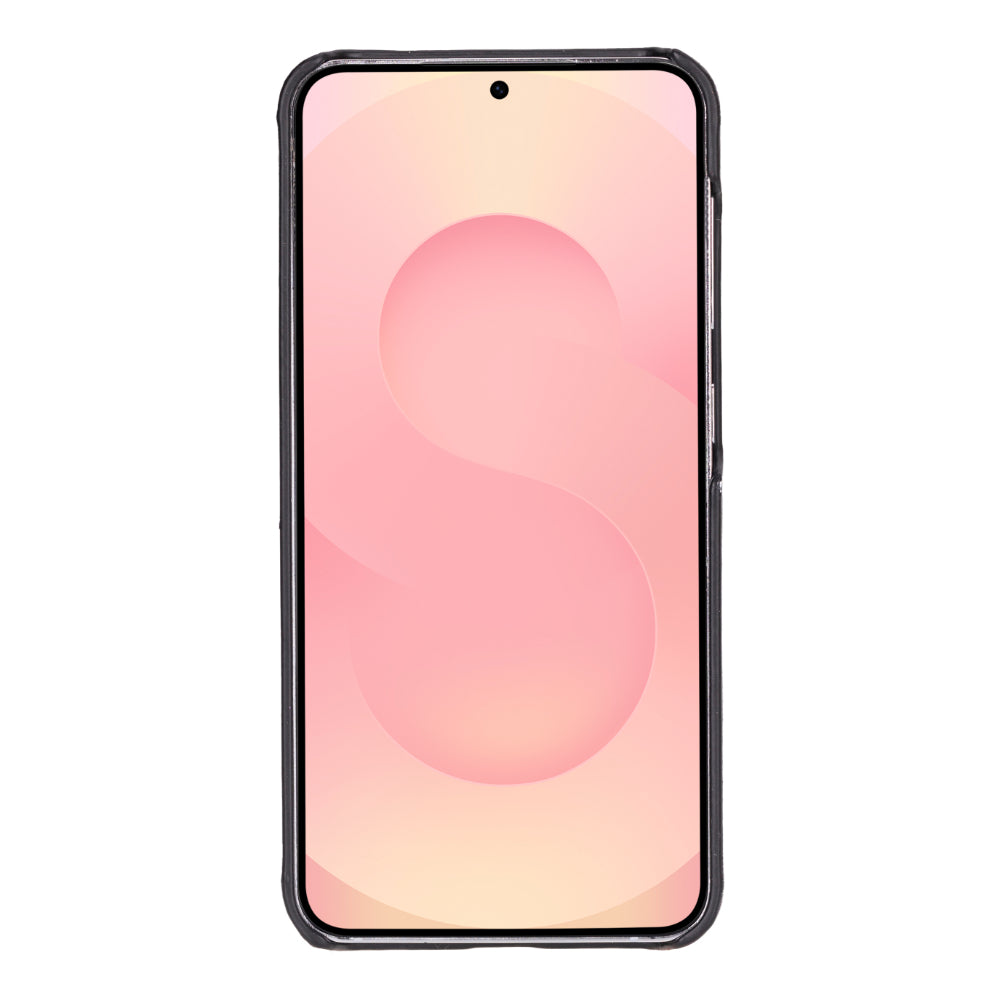 Samsung Galaxy S25 Plus Uyumlu, Hakiki Deri, El Yapımı Arka Kapak, Kömür Siyah