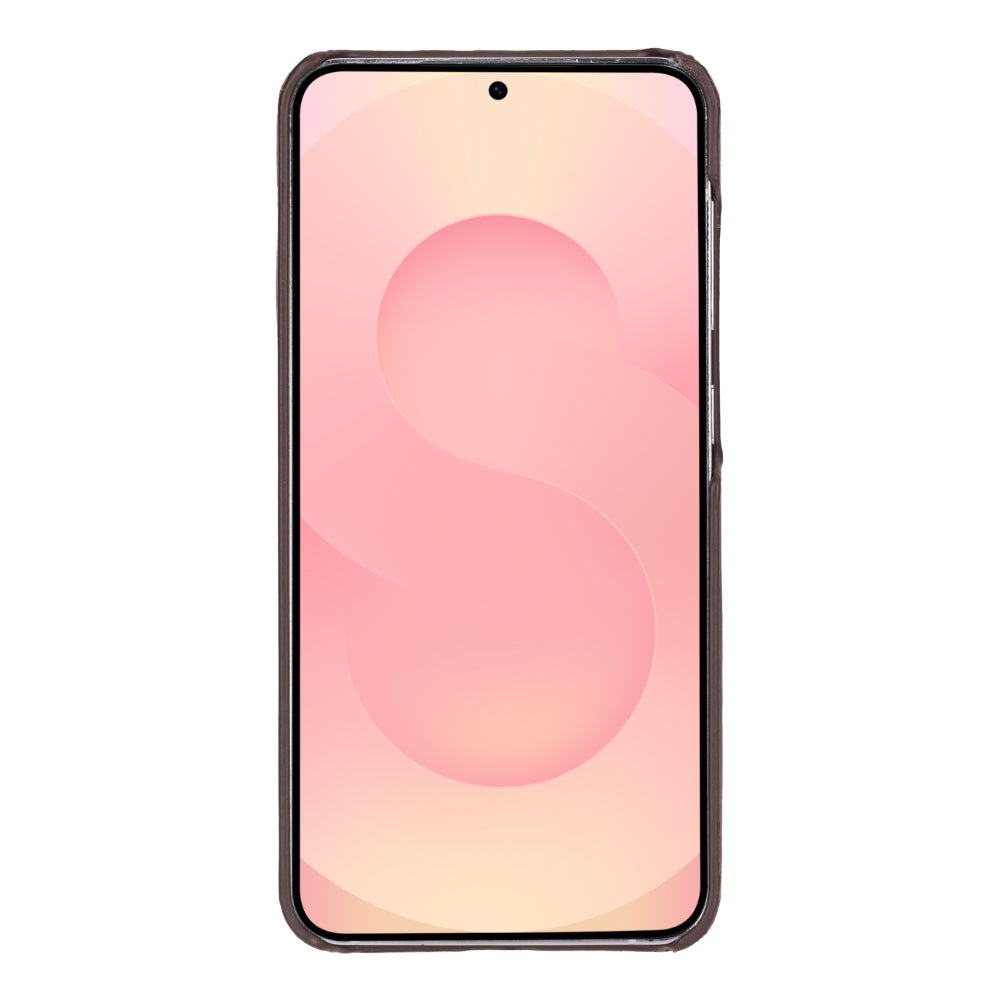 Samsung Galaxy S25 Plus Uyumlu, Hakiki Deri, El Yapımı Arka Kapak, Antik Kahve