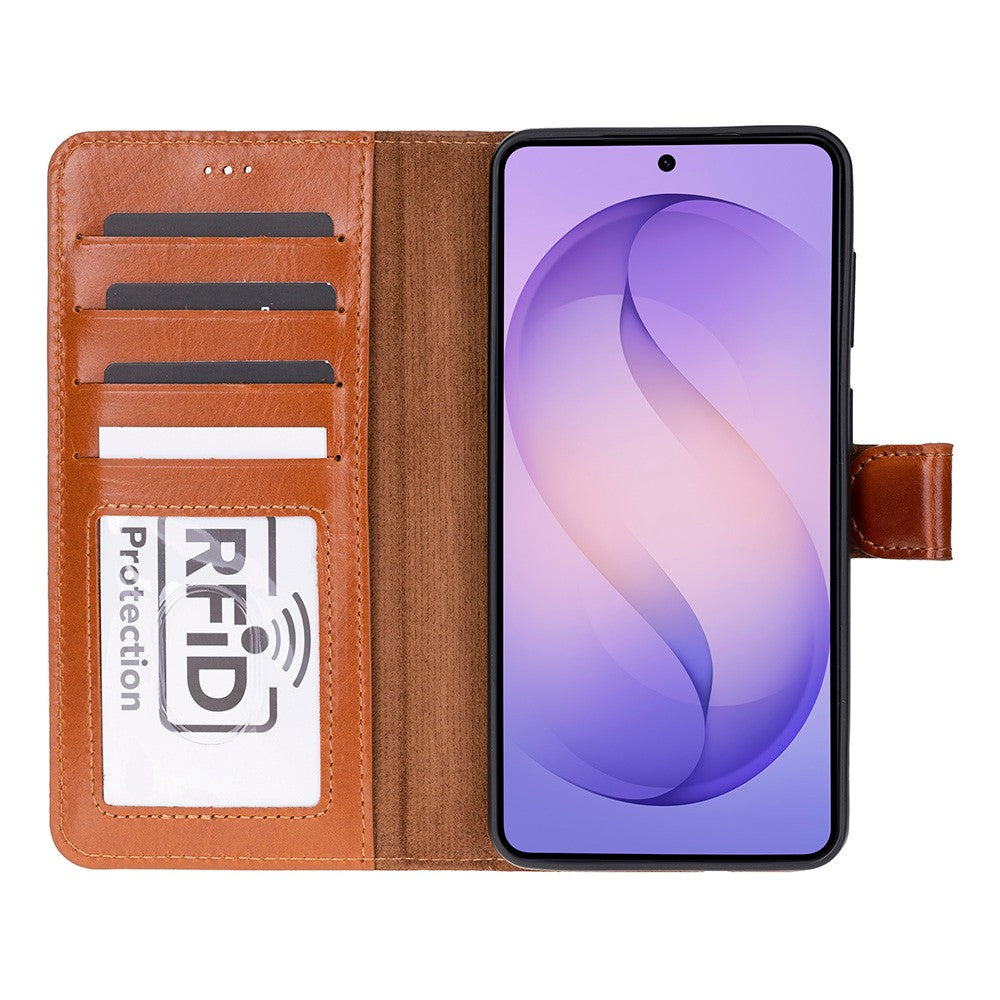 Samsung Galaxy S26 Plus Uyumlu Manyetik Hakiki Deri Cüzdan Kılıf ,Cüzdan Taşımaya Son, Kredi Kart Yuvalı, RFID Güvenlik