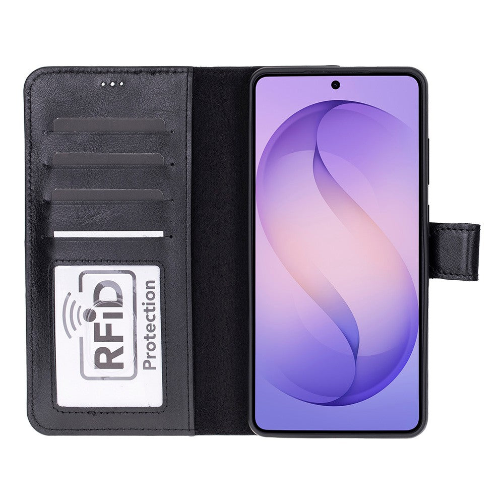 Samsung Galaxy S26 Ultra Uyumlu Manyetik Hakiki Deri Cüzdan Kılıf ,Cüzdan Taşımaya Son, Kredi Kart Yuvalı, RFID Güvenlik