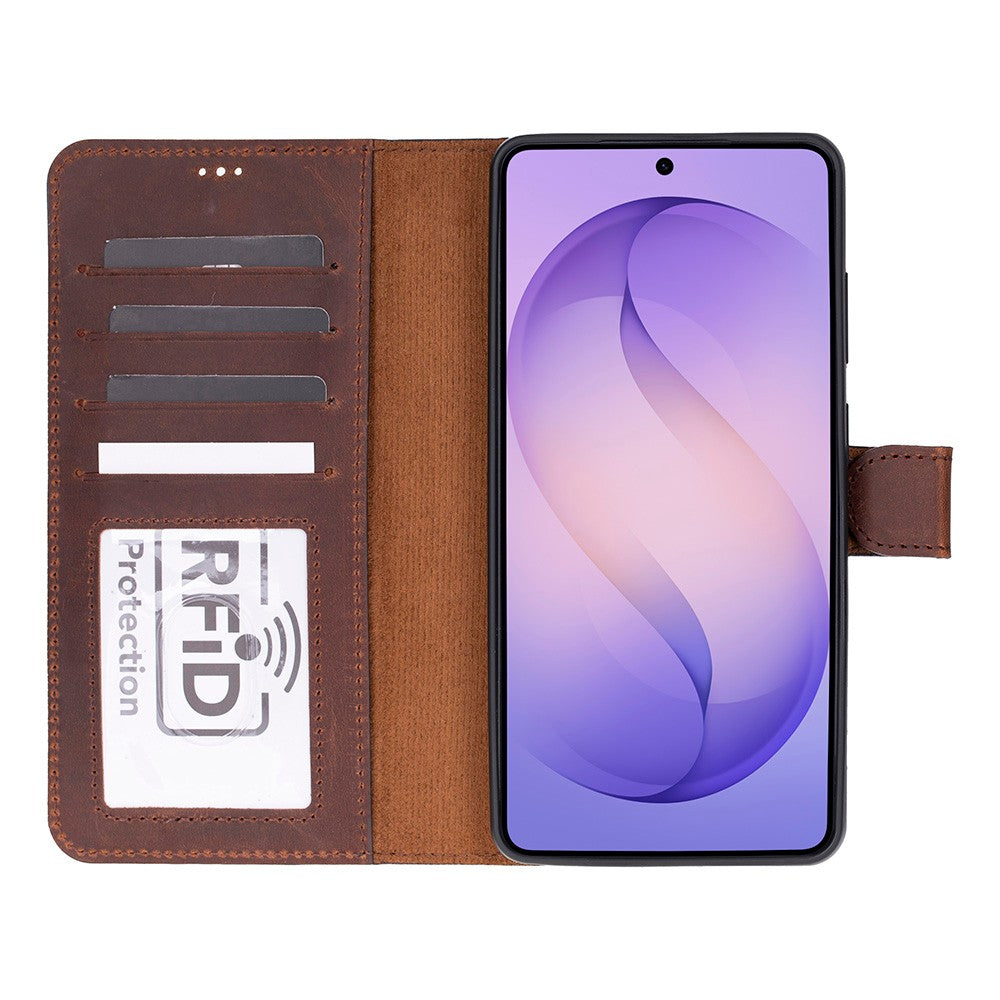 Samsung Galaxy S26 Ultra Uyumlu Manyetik Hakiki Deri Cüzdan Kılıf ,Cüzdan Taşımaya Son, Kredi Kart Yuvalı, RFID Güvenlik