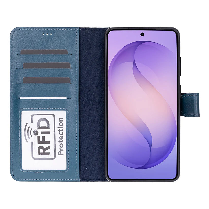 Samsung Galaxy S26 Ultra Uyumlu Manyetik Hakiki Deri Cüzdan Kılıf ,Cüzdan Taşımaya Son, Kredi Kart Yuvalı, RFID Güvenlik