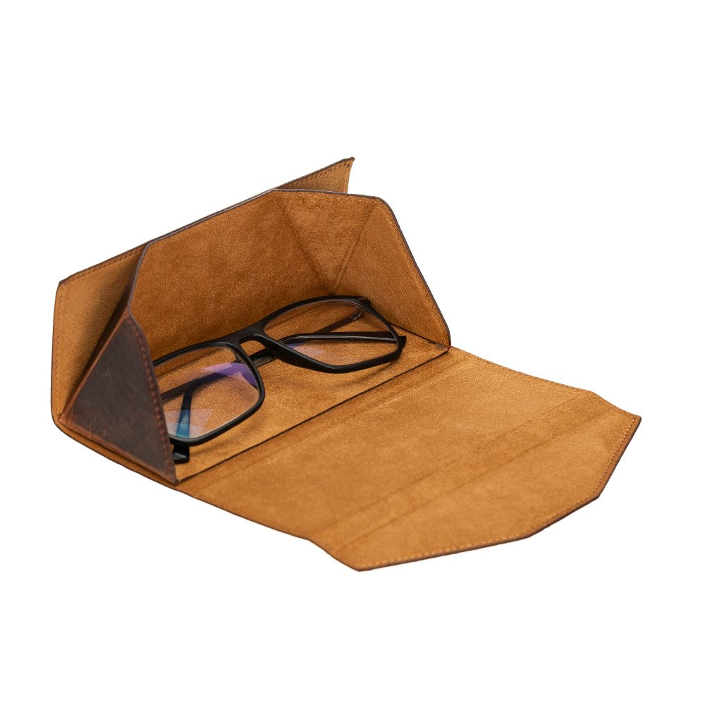 Smart Glass Deri Gözlük Kılıfı G2 Kahverengi