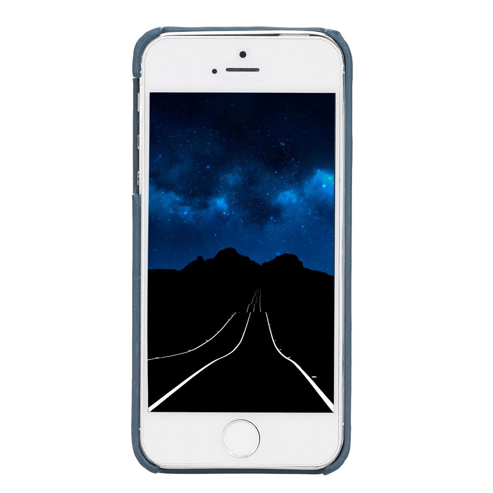 Apple iPhone 5-5s-SE Uyumlu Deri Arka Kapak BRN4 Mavi