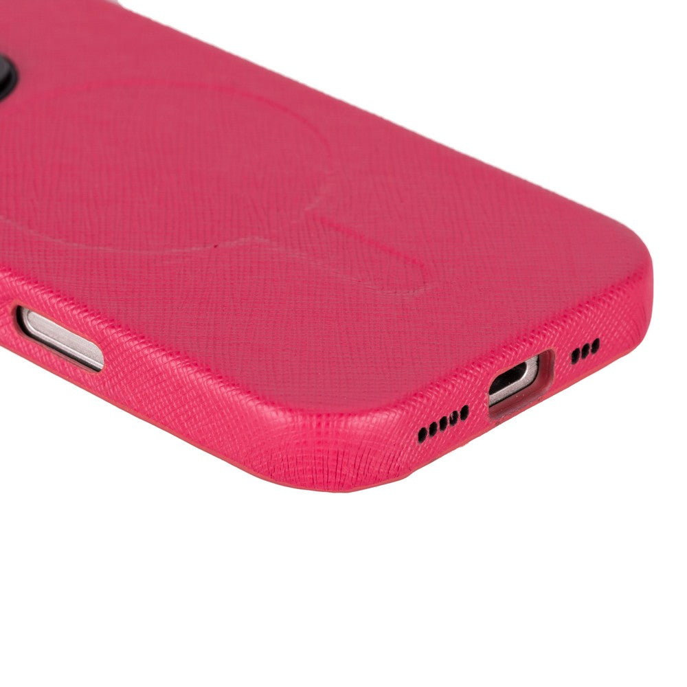 Apple iPhone 16 Pro uyumlu, Hakiki Deri, El Yapımı Kılıf, Pembe