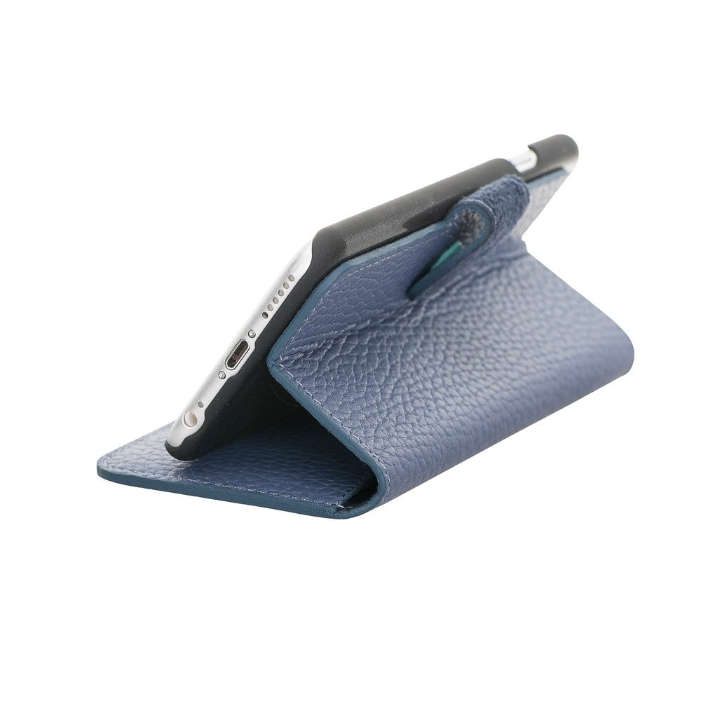 Apple iPhone 6-6s Uyumlu Deri Cüzdanlı Kılıf WC FL11 Mavi