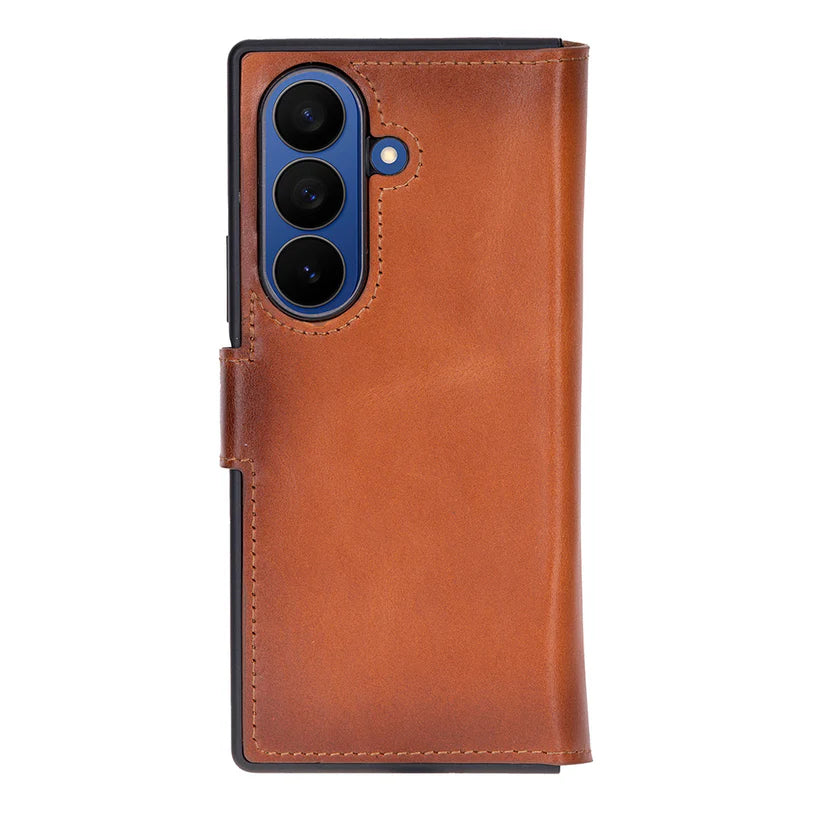 Samsung Galaxy Z Fold7 Uyumlu Manyetik Hakiki Deri Cüzdan Kılıf ,Cüzdan Taşımaya Son, Kredi Kart Yuvalı, RFID Güvenlik