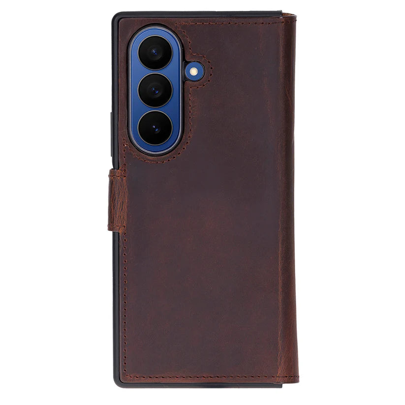 Samsung Galaxy Z Fold7 Uyumlu Manyetik Hakiki Deri Cüzdan Kılıf ,Cüzdan Taşımaya Son, Kredi Kart Yuvalı, RFID Güvenlik